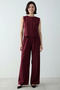 Women's Sleeveless Crew Neck Woven Blouse Trousers Set %100 Lyosel Regular Cut Summer Casual - 4
