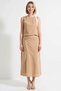 Women's Midi Skirt Blouse Set Sleeveless Crew Neck Accessory Detailed Slit Woven Lined Casual - 4