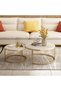 Round Marble Top Coffee Table Set of 2 Elegant Gold Metal Base Nesting Side Tables for High Grade Living Room Furniture - 2