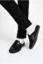 Men's Black Leather Mule Loafer Laceless Casual Classic Half Shoes Slippers - 6