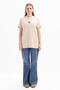 Beige-Short Sleeve Single Jersey Tshirt with Embroidery Detail - 2