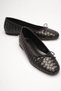 Women's Black Daily Print Detailed Round Toe Ballerina Shoes Tr23Ms05A