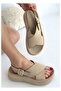 Bellamor Women's Thick Platform Sole Suede Textured Cross Sandals - 3
