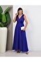 Women's Strappy Deep V-Neck Slit Long Dress - 2