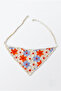 Orange Blue Daisy Motif Crochet Knitted Bandana - 3