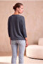 Women's Blue Viscose Relaxed Fit Crew Neck 3/4 Sleeve Drop Shoulder Blouse Lia - 4