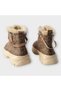 Women's Plush Double Zippered Lace-Up Thick Sole Sports Boots Suede Beige - 4
