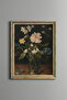 Narcissus and Tulip in Glass Vase - Vintage Patterned Frame - Slim Model