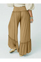 Beige Drawstring Waist Ruffle Detail Wide Leg Pants - 5