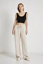 Women's Wide-Leg Tencel Pants with Stone Waistband, Elastic and String Ties - 2