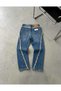 Men's Blue Baggy Comfortable Fit Stripe Detailed Special Vintage Washed Design Jean Trousers - 3
