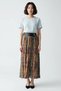 Women's Ethnic Pattern Pleated Maxi Skirt with Belt A-Line Cut 100% Cupro Voile Woven Lined Casual - 4