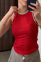 Premium Stone Detailed Tank Top - Red - 4