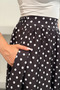 Poplin Fabric Straight Cut Polka Dot Maxi Skirt with Elastic Waist at the Back 9075 - Black - 3