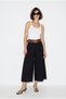 Women's Black High Waist Pleated Detailed Wide Leg Culotte Trousers Dp261038 60286319