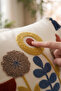 Punch Embroidered Flower Garden Patterned Cotton Tassel Throw Pillow Cover 35X55 cm - 7