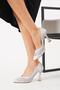 Cestera V-Neck Stoned Women's Evening Dress Shoes Silver Plated - 3