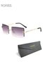 Womens Rimless Rectangular Sunglasses UV400 Protection Vintage Fashion Anti-Glare Sun Glasses with Glasses Case Grey - 2