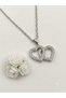 Nerovia Premium Stone Double Heart Steel Necklace Set with White Rose Boxed Bag, Gift for Friend, Lover, and Woman - 6