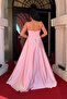 Satin Fabric Drawstring Detailed Strap Evening Dress - Pink - 5
