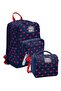 Navy Blue Red Heart Patterned (Girls) School Backpack and Lunch Bag Set - Setygn33229B