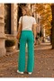 Women's Emerald Green High Waist Wide Leg Interlock Jersey Trousers - 2