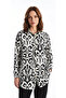 Women's Black and White Patterned Gold Buttoned Shirt - Tunic