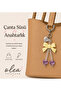 Cream Bowknot Purple Heart Stone Bag Ornament and Keychain, Phone Charm
