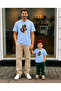 Father's Day Father-Child Combination Oversize T-Shirt 100% Cotton Printed T-Shirt (2 Pieces Must Be Ordered for Combination)