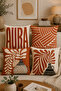 Cinnamon Orange Boho Decorative Throw Pillow Cover Set of 4 Modern Living Room Pillows (Double Sided)