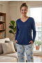 Women's V-Neck Lycra High Quality Pajama Set 100% Cotton - 5