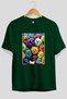 For the Love of Dogs Green Oversize T-Shirt with 7 Pre-Printed Dog Images 100% Cotton Unisex Dog Lover Premium Design