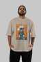 For Dog Lovers 44 Front Dog Printed Beige Oversize T-Shirt 100% Cotton Unisex Dog Lover Premium Design - 5