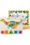 Montessori Wooden Dinosaur Puzzle Board, Shape, Number & Animal Matching Toy, Educational Learning Toy -Ages 3+ - 2