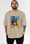 For Dog Lovers 42 Front Dog Printed Beige Oversize T-Shirt 100% Cotton Unisex Dog Lover Premium Design - 2