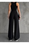 Women's Striped Fabric Trousers Black - 6