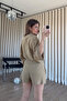 Khaki Shirt Shorts Belted Linen Set - 4