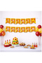 Yellow-Red Birthday Set for 8 People (Plate-Cup-Napkin-Corn Box-Toothpick-Banner) - 4
