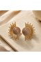 Mink Stone Gold Sun Model Women's Earrings - 2