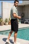 Men's Black Three-Pocket Zippered Compact Combed Cotton Waist Drawstring Elastic Cotton Shorts 26Esrth379 - 4