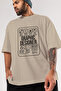 Graphic Designer Oversize Front Printed Beige T-Shirt 100% Cotton Streetwear Premium Comfortable Fit - 3