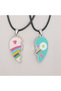 2-piece rainbow flower magnetic model rope necklace, friendship necklace, best friends - 2