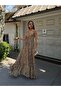 Women's Strappy Long Silk Dress - 5
