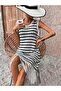 Women's Sleeveless Skirt Tassel Line Pattern Knitwear Dress - 3