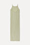 Women's Khaki Textured Straight-Cut Long Dress - 2