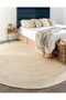 Jute Pure Wool And Cotton White Round Carpet Ultra Soft Area Carpets For Bed Room Living Room And Dining Room Anti-Slip Floor Carpets Easy To Clean Made In Turkey 120X120Cm