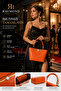Women's Shoulder and Hand Bag Orange Crocodile Patterned Premium Design with Gold Accessories