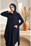 Sandy Fabric Pocketed Hijab Dress 5656-01 Anthracite - 3