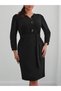 Wrinkle-Free Soft Crepe Plus Size Black Women's Stylish Dress - 3