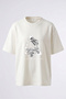 Gothic Skeleton Design Back Printed Cotton White Oversize T-Shirt